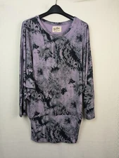 Postcard Purple Tapered Stretchy Tunic Length Top Paint Effect Size 2