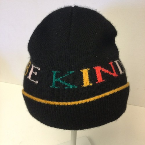 NORDSTROM WOOL AND CASHMERE BLEND KNIT BEANIE BE KIND BLACK OS NWOT - Picture 5 of 6
