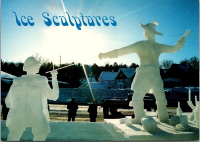 Postcard Continental  Winter Carnival Ice Sculptures Houghton  Hancock MI 7877