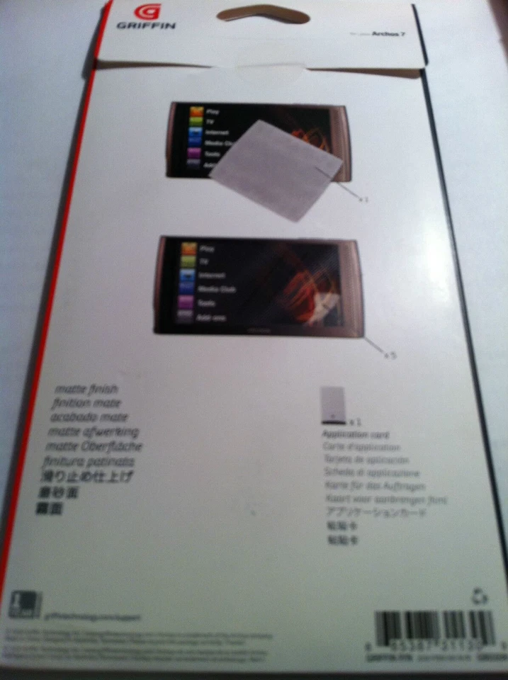 Kit de cuidado de pantalla Griffin para Archos 7 acabado mate reduce el deslumbramiento paquete de 5 Foto 2 de 2