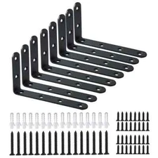 Corner Brace 8 Pcs Shelf Bracket  Black Steel L Corner Brace, Decor...