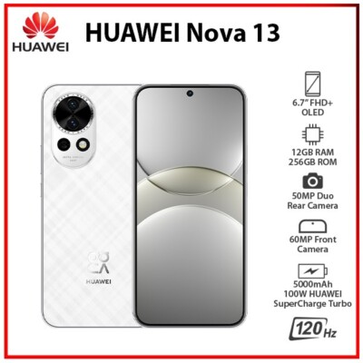 (New) Huawei Nova 13 12GB+256GB WHITE Dual SIM Unlocked EMUI Mobile Phone 