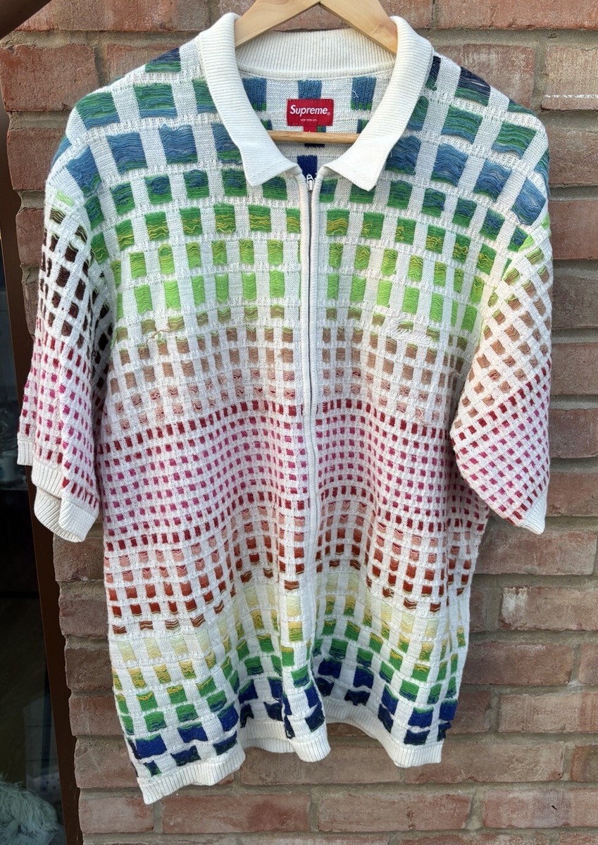 Supreme Gradient Grid Zip Up Polo | eBay UK