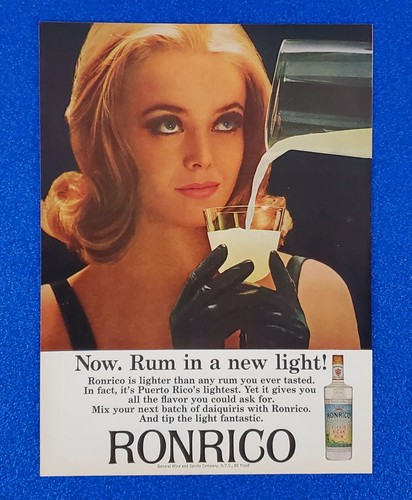 1965 RONRICO RUM "PUERTO RICO'S LIGHTEST" PRINT AD "MIX DAIQUIRIS WITH RONRICO"