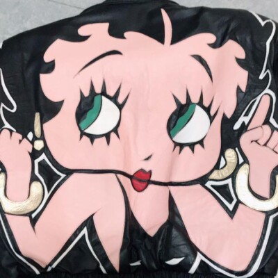 ジャケット・アウター MAZIAR LEATHER JACKET GALLERY BETTY BOOP MAZIAR Leather Gallery Betty Boop Leather Jacket Vintage Cartoon