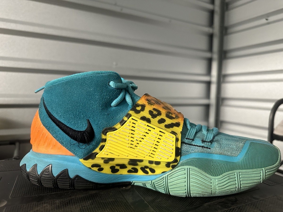 NIKE KYRIE 6 AQUA BLUE ORANGE ANIMAL PRINT BASKETBALL SHOES Size