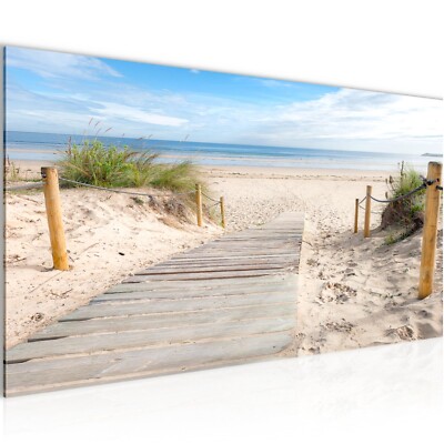 Wandbilder XXL Wohnzimmer Strand Meer Sonnenuntergang Landschaft Natur 100x40 cm