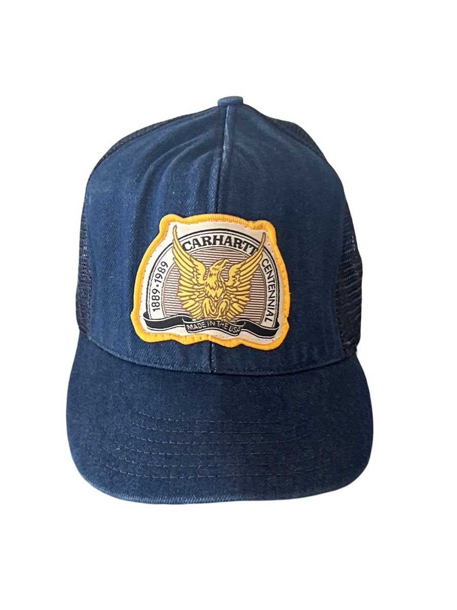Vintage Carhartt Mesh Trucker Hat Made In USA 80's Rare Denim