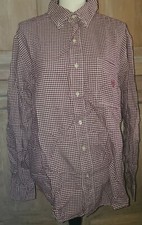 Chaps White Red Gingham Check Plaid Shirt Size L Large Men's *