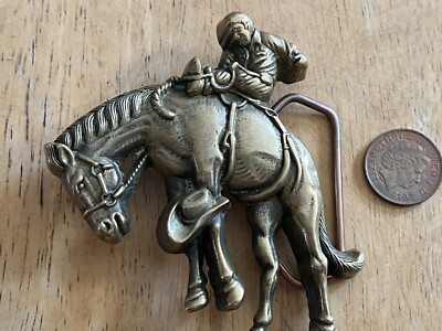 BBB Baron Buckle 6162 Cowboy Pferd Buckle 3D massiv Messing 1979 schwer GC 80x80mm