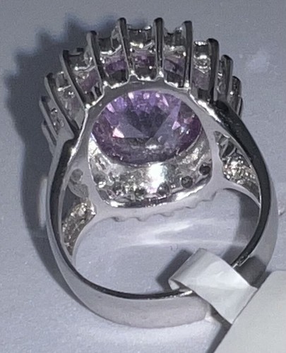 NEW Oval Lab Created Amethyst Diamond Halo Ring Silver Size 8 Gorgeous Gift 💝 - Picture 13 of 13