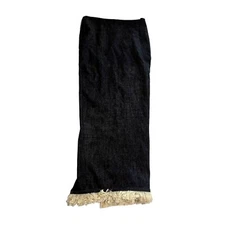NWT Mirror Palais Denim Fringe Skirt in Blue