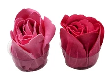 Vintage Handcrafted Delicate Pink Rose Petal Shaped Soap 2" Set of 2 New Old YK