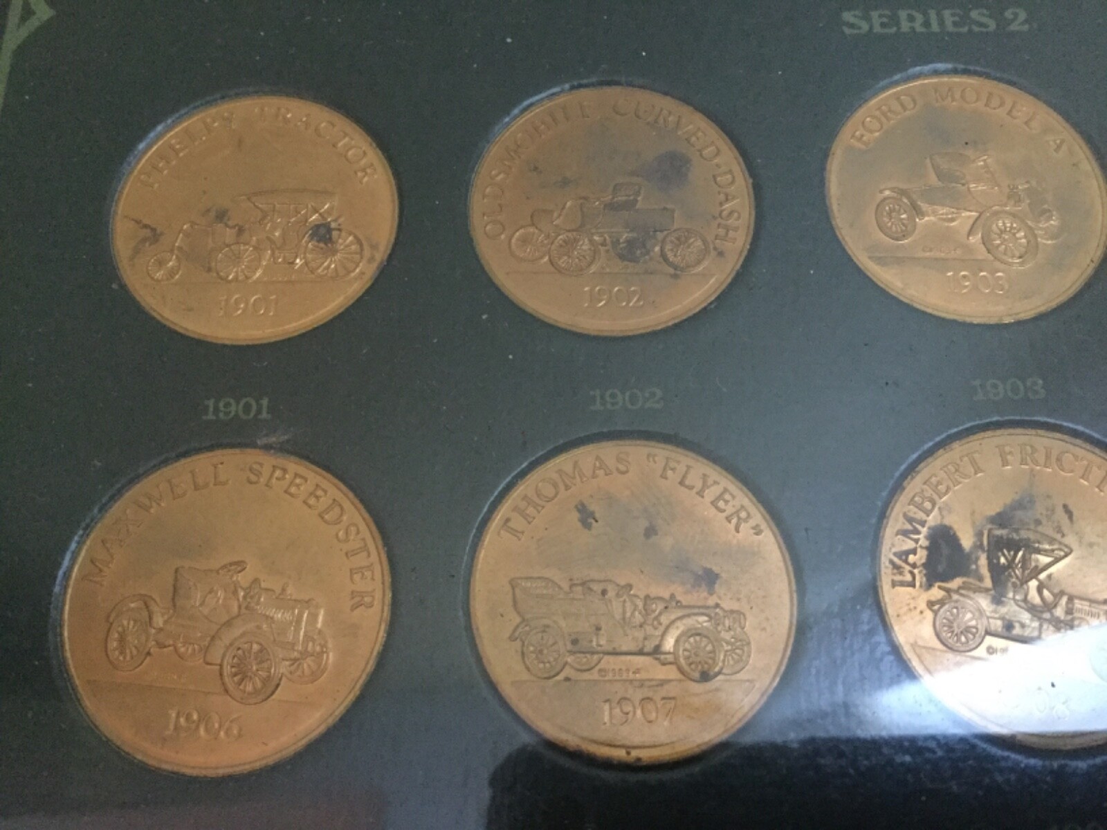 1960s The Franklin Mint Antique Series 2 Car Coin Collection Bronze