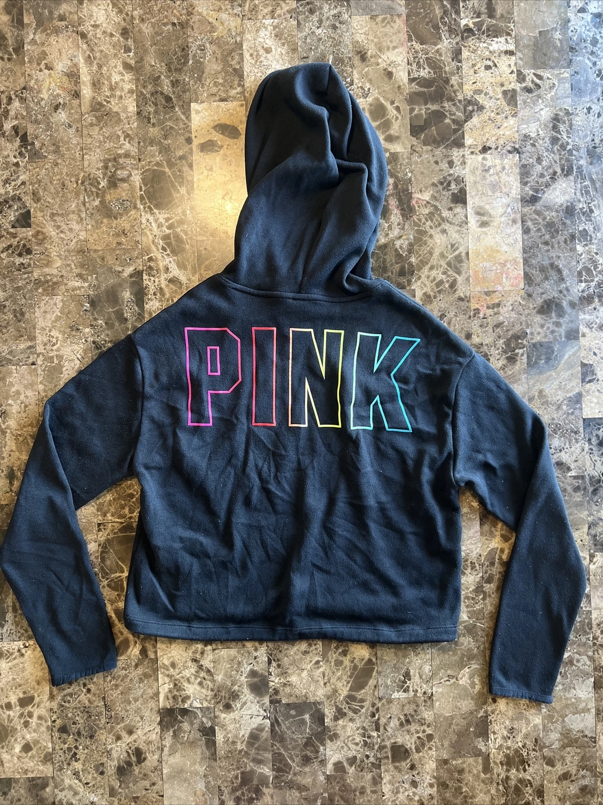 UNDERCOVER Felpa con cappuccio pullover Victoria's Secret rosa cropped nero taglia xs