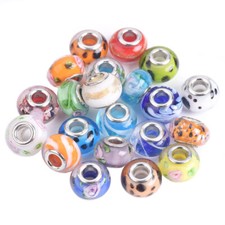 5pcs 14mm Murano Lampwork Glass European Charm Big Hole Beads for Jewelry Making