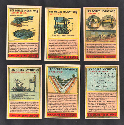 Famous Inventions Rare French Trade Cards 1920s Rail Track Celluloid Machines
