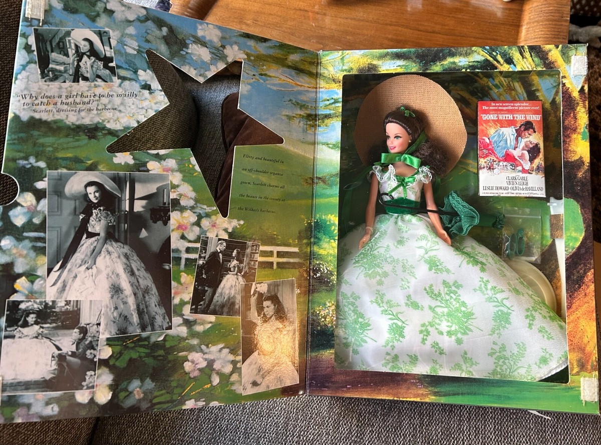 Gone With The Wind Scarlett O'Hara Barbie Doll - MIB BBQ green/white dress  12997 | eBay