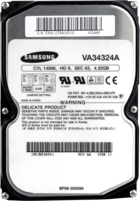 FESTPLATTE SAMSUNG SPINPOINT VA34324A 4.3GB 5400U/min 128KB ATA IDE 3.5'' Zoll