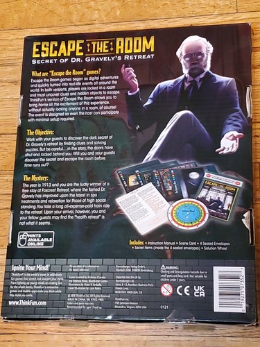 Game Escape the Room: Secret of Dr. Gravely's Retreat by Thinkfun 2016 New READ - Picture 2 of 9