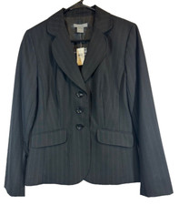 NEW Womens Ann Taylor Loft Blazer Jacket Fitted Pinstripe 6 Wool Blend 129