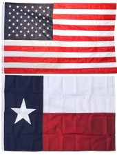 3x5 USA American Flag and Texas State Flag EMBROIDERED 210D Premium Flag Set 