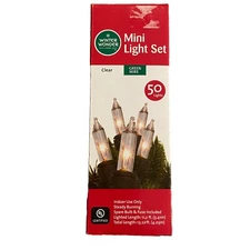 Winter Wonder Lane 50 Clear Mini Indoor String Tree Lights Green Wire