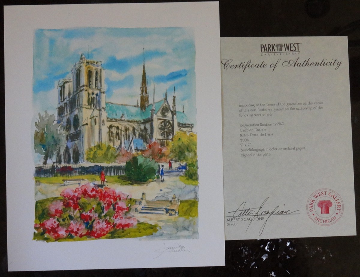 2006 Notre Dame de Paris DANIELE CAMBIER Seriolithograph Signed in
