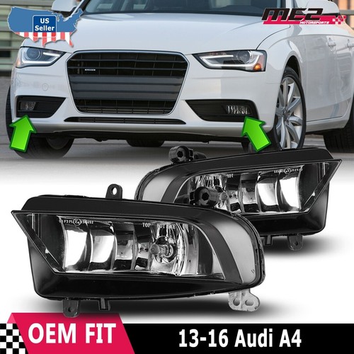 For 2013 2014 2015 2016 Audi A4 Fog Lights Bumper Driving Lamps Clear