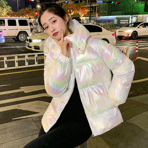 Mujer Shiny Puffer Coat Chaqueta Algodón Acolchado Invierno Warm Hooded Parka Outwear - Imagen 9 de 14