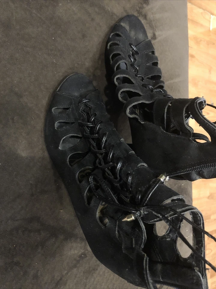 sam & libby bota negra con cordones talla 7,5 zapatos de salón Foto 3 de 4