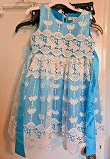 Richie House Aqua Blue and lace butterfly girls Dress Size 4