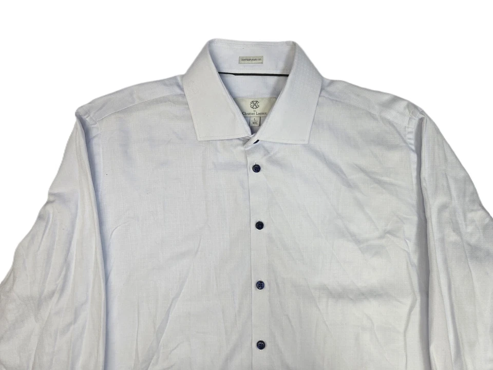 Christian Lacroix Contemporary Fit Long Sleeve Dress Shirt Gray Mens Size 16.5 - Image 2 of 4