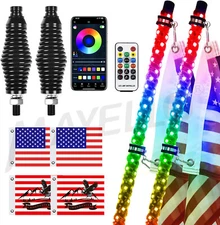 2PCS 2FT LED Whip Lights w/ Spring Base & Remote Control for Can-Am SXS Truck