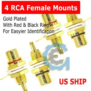 4-Pcs-RCA-Female-Chassis-Panel-Mount-Jack-Socket-Connector-24K-Gold-Plated