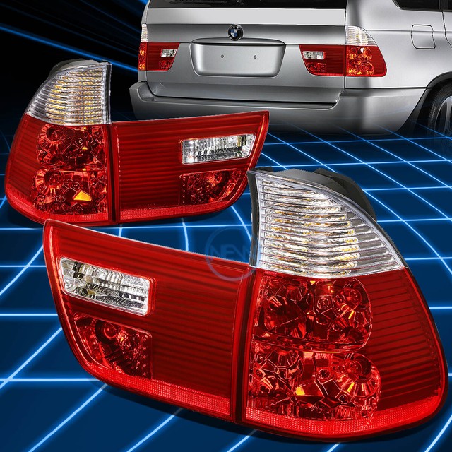For 0006 BMW X5 E53 4Pcs Red Clear Tail Brake Light Reverse Lamps