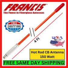 Francis CB24O 4' CB Radio Antenna Fiberglass 150 Watt Double Quarter Wave Orange