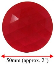 50mm 2" German Round Faceted Jewel for Stained Glass - RED