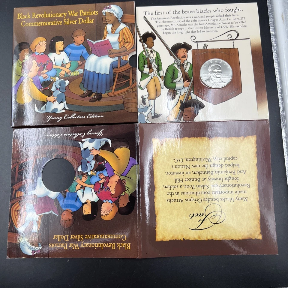 1998 S Crispus Attucks 1776 War Patriot Silver Dollar Coin Young Collector's - Image 3 of 4