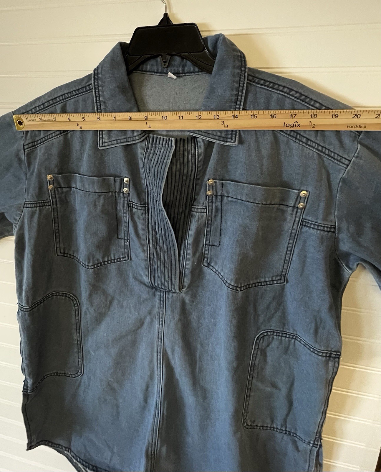 Y2K Composition Plus 2X Denim Pullover Shirt Shac… - image 5