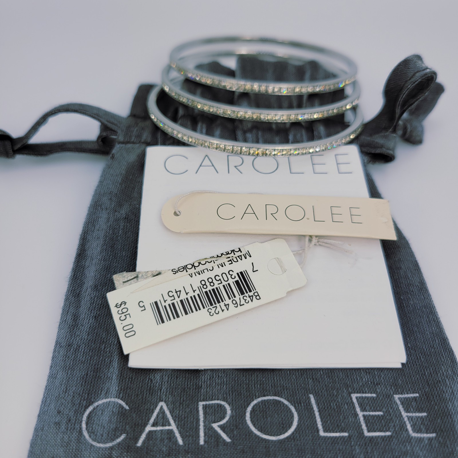 Carolee Stackable Silver Crystal Bangles 3pc - pu… - image 5