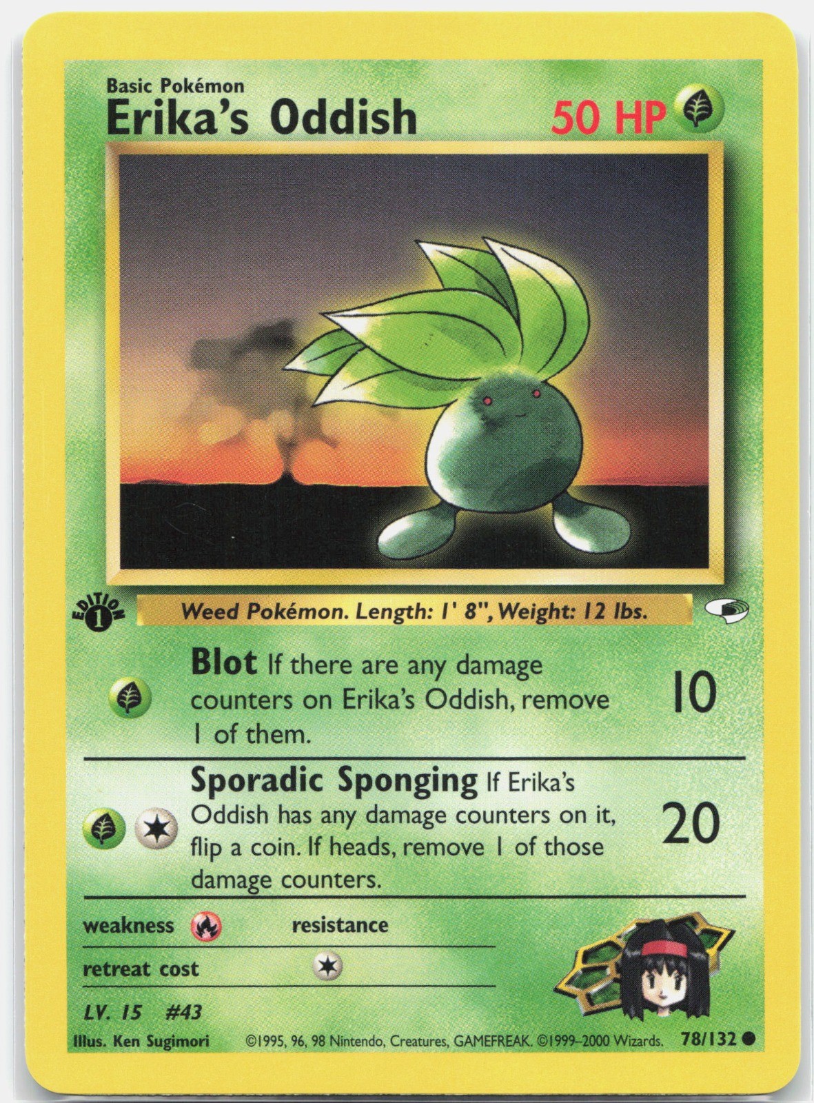 Erika's Oddish (78) Common Gym Heroes G1 Grass 1st Edition 078/132 2000 NM