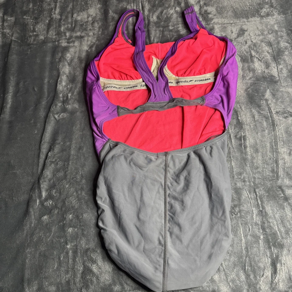 Traje de baño Speedo PowerFLEX Eco de una pieza para mujer - talla 14 - gris púrpura rosa Foto 3 de 4