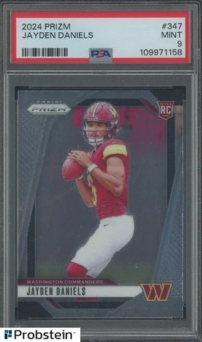 2024 Panini Prizm #347 Jayden Daniels Commanders RC Rookie PSA 9 MINT