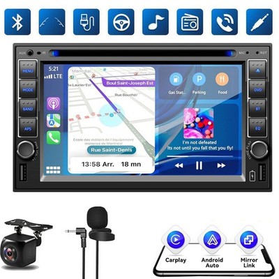 2 DIN Car Radio Stereo CD DVD Player Audio In-Dash with Android Auto CarPlay GPS