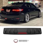Rear Bumper Diffuser Spoiler Lip w/LED Tail Brake Light For Acura ILX 2013-2018