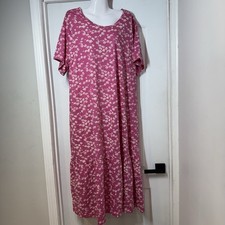 NWT National House Patio Dress 2X Pink Floral 100 Cotton Lounge Muumuu Kaftan