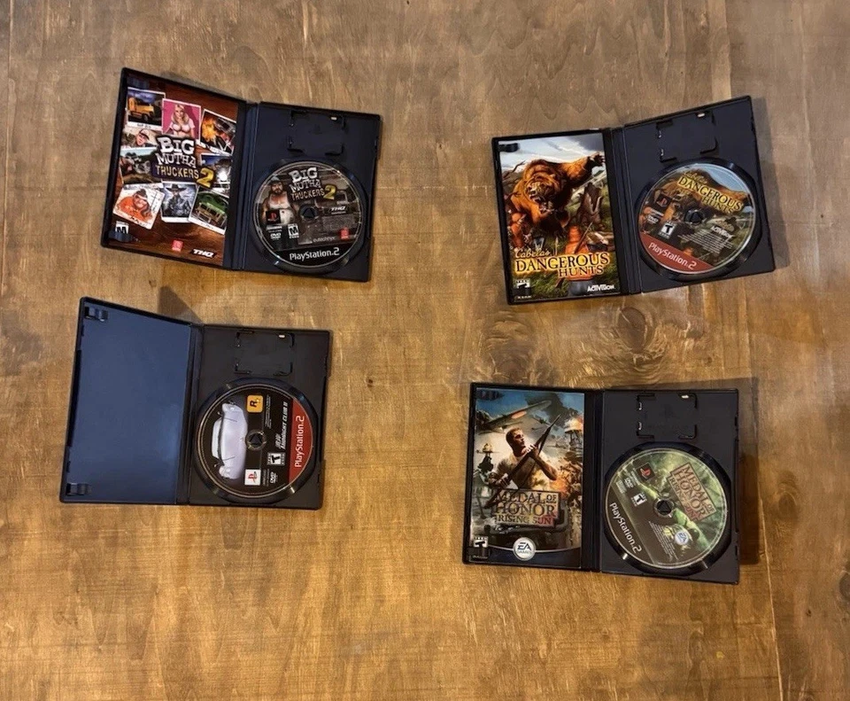 Lote de 4 juegos Ps2. BigMuthaTrucker2, MidnightClub2, MedalofHonorRisingSun, Cabelas Foto 2 de 2