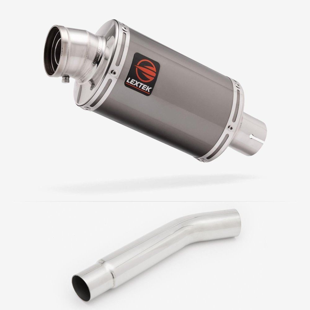 Lextek Dark Tint Stainless Steel OP15 Oval Exhaust 200mm with Link Pipe