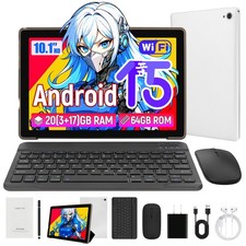 10.1 inch Android 15 Tablet 20 3 17 GB RAM 64GB ROM IPS HD LCD WiFi 6 Bluetooth